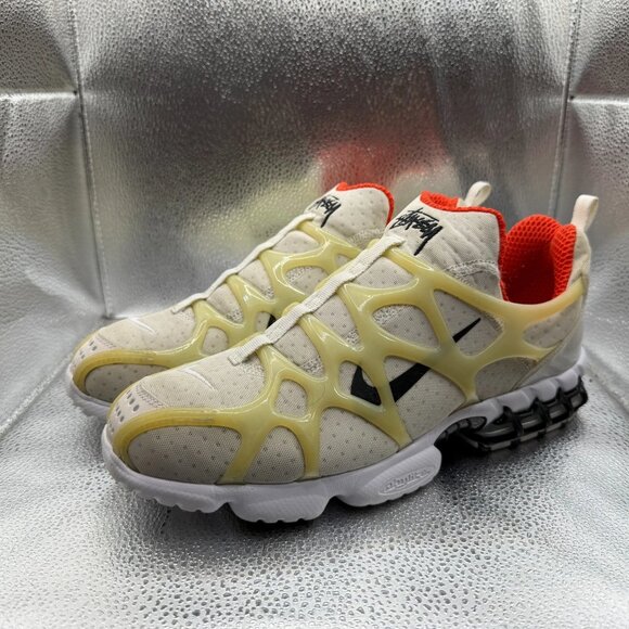 Size 9.5 Nike Air Zoom Spiridon Kukini x Stussy White Black Sneakers CJ9918-100 - Picture 6 of 14